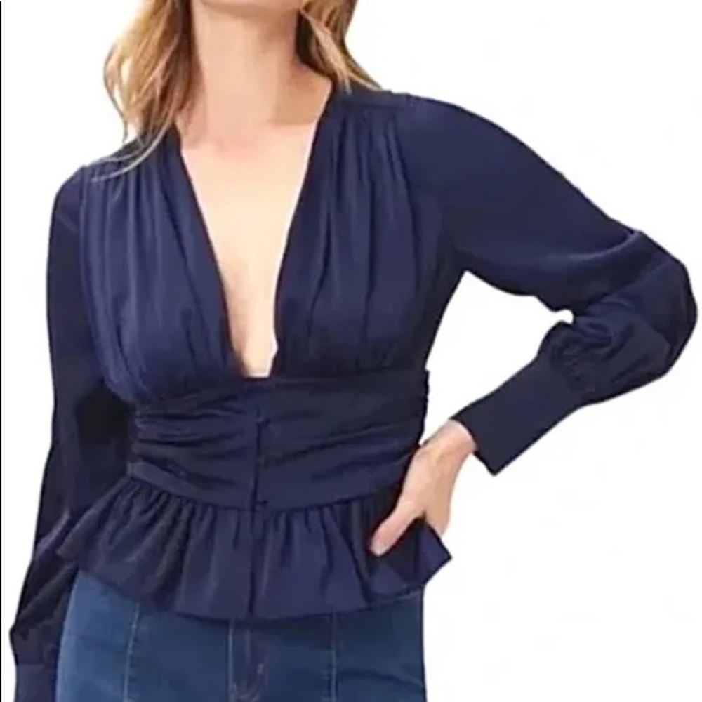 Jason Wu | Satin Button Blouse | Blue XS | NWT